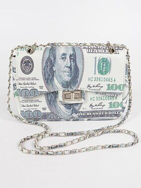 One Hundred Dollar Crossbody Bag/ Money Print / $100 Bill / Ben Franklin- NWT